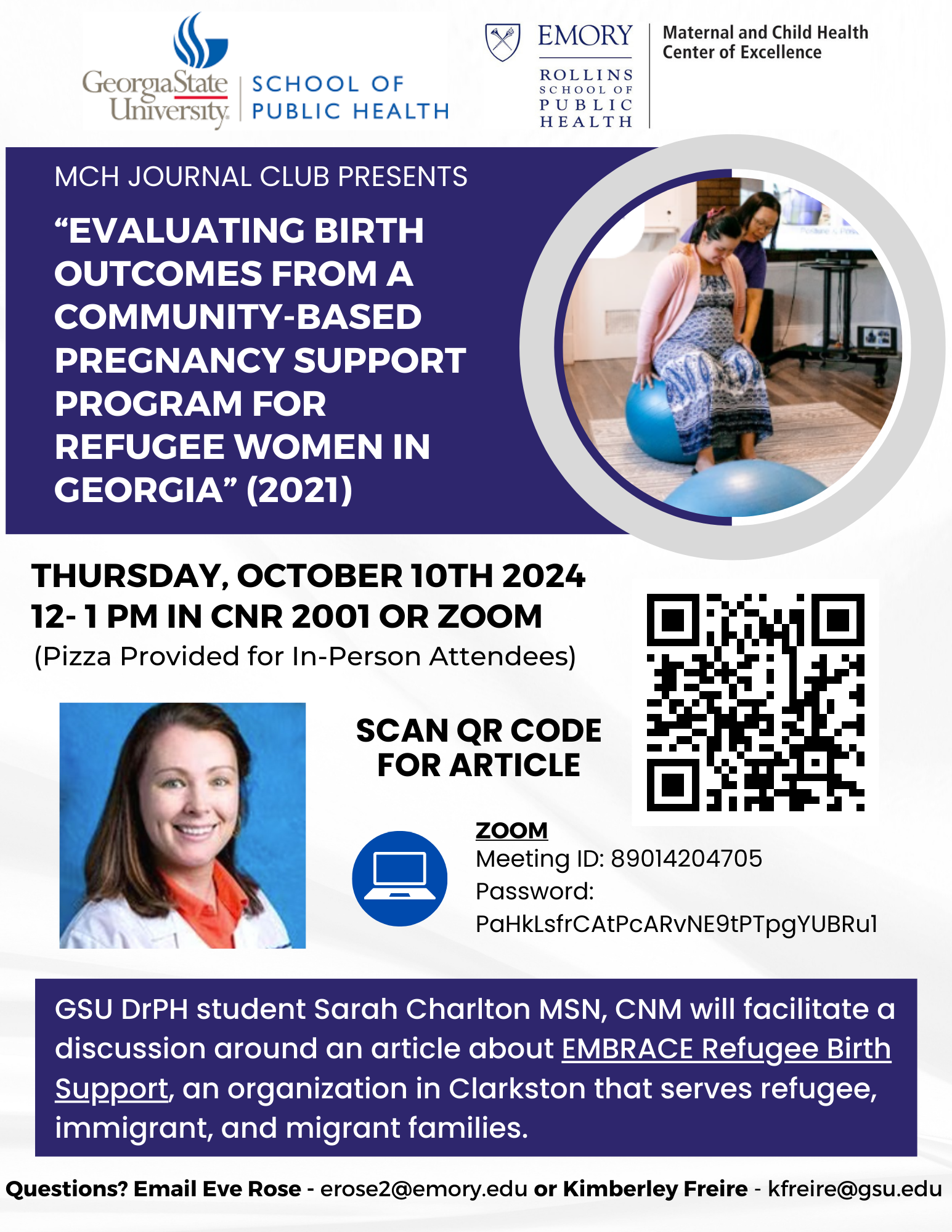 MCH Journal Club: "Evaluating Birth Outcomes From a Community-based Pregnancy Support Program For Refugee Women in Georgia".