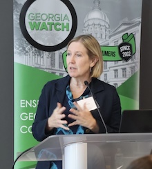 Prof. Sarah Blake speaking at an event