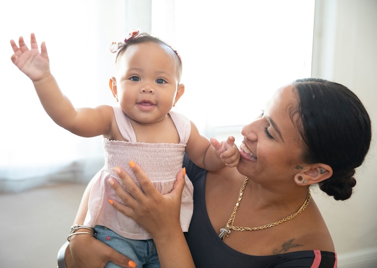 A baby and a mother